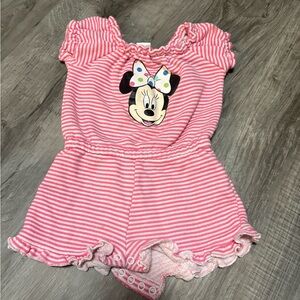 Disney Pink and White Minnie Mouse Striped romper